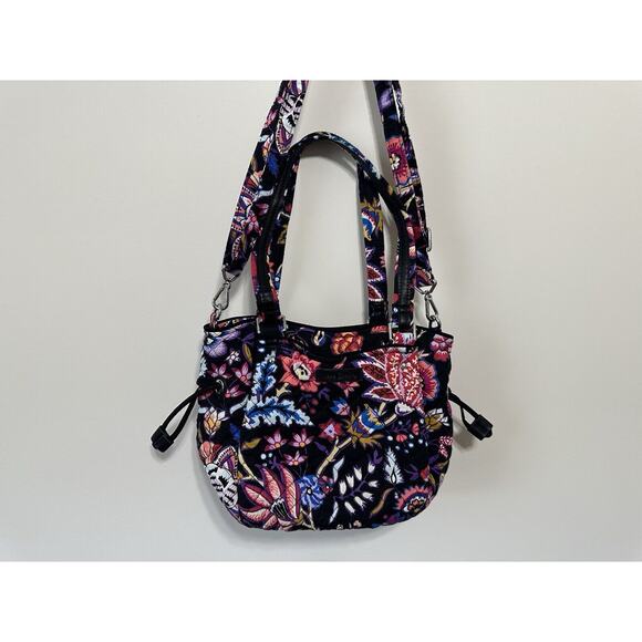 Vera Bradley Iconic Glenna Satchel Purse Retire FOXWOOD Pattern Black - Picture 2 of 8